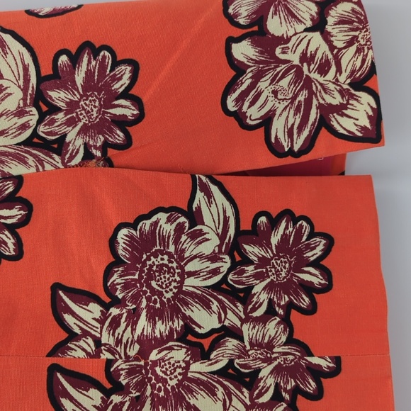 Anthropologie Maeve Salinas Floral Pencil Skirt Orange Cotton 4 Lined Slit Short - Picture 8 of 14